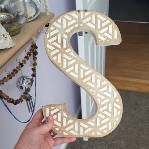 Geometric Wooden Letter S Decor
